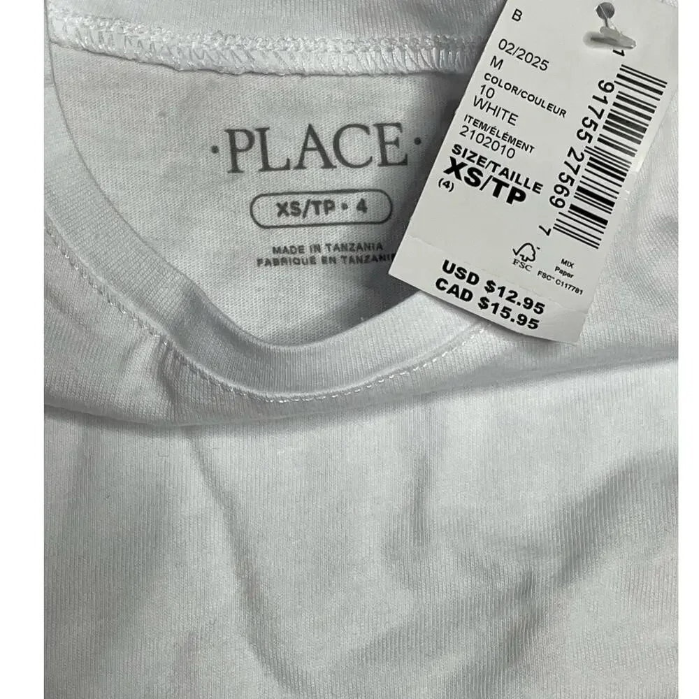The Children's Place Girls White Short Sleeve T-Shirt XS